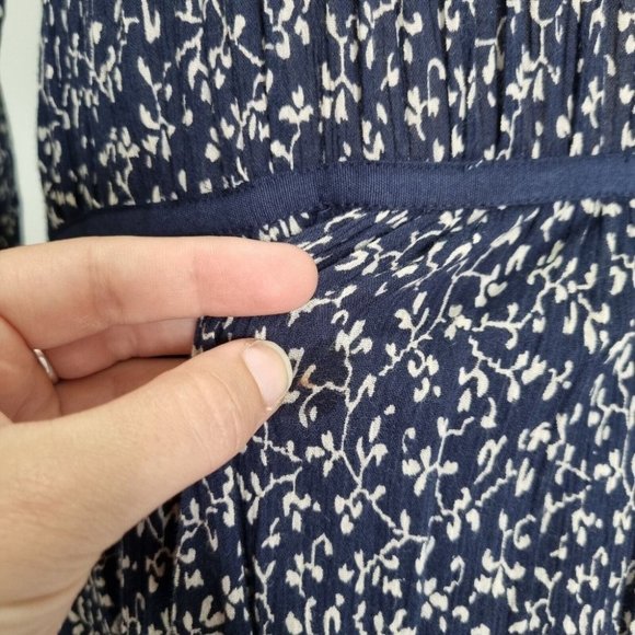 Ulla Johnson Malena Blue Floral Cotton Print 3/4 Sleeve Midi Dress Size 10 - Picture 9 of 9